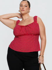 Garconne Top Red Polka Curve