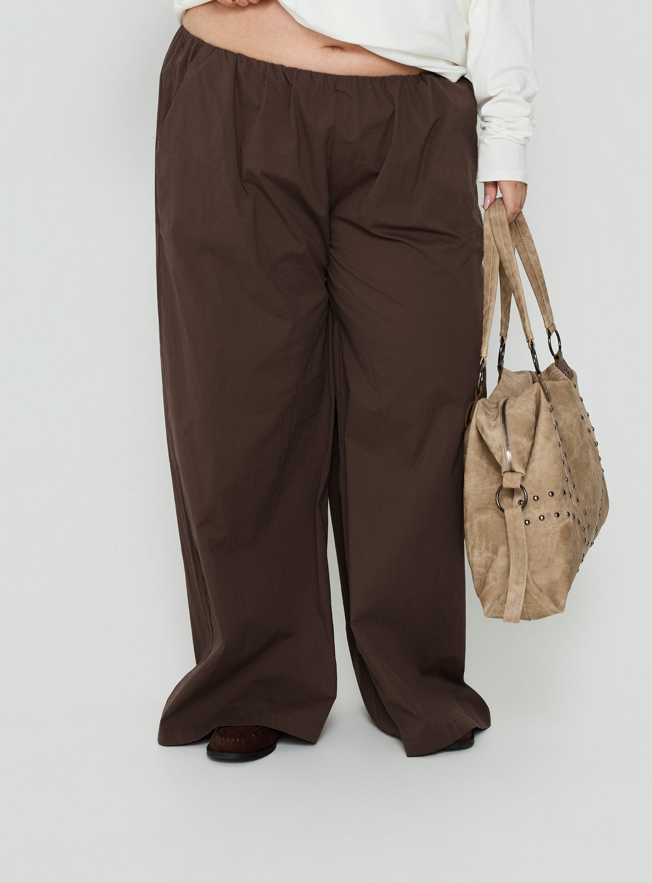 Lunea Concealed Waistband Pants Brown Curve