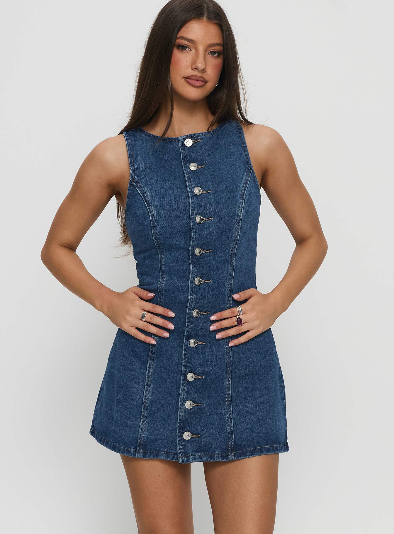 Yumiko Denim Romper Mid Wash Tall