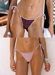 Beasley Reversible Tie Side Bikini Bottoms Pink Check / Stripe