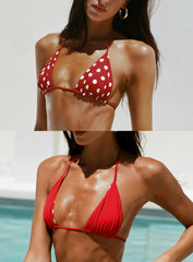 Nevaeh Reversible Triangle Bikini Top Red Polka Dot
