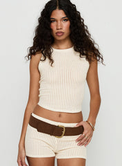Leilah Crochet Tank Top Cream
