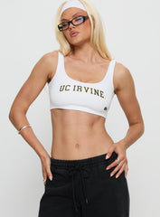 UC Irvine Scoop Neck Crop Top White