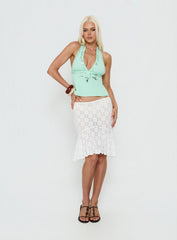 Elphie Sheer Lace Midi Skirt White
