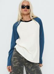 Kravitz Long Sleeve Baseball Raglan Top Blue
