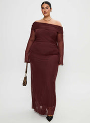 Consideration Long Sleeve Maxi Dress Chocolate Curve