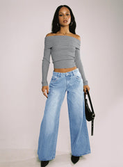 Pearlisle Low Rise Baggy Jeans Light Wash