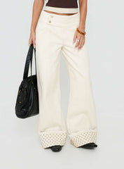 Nikoletta Foldover Jeans Cream / Polka