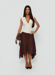 Liorah Thick Strap Plunge Neck Top Cream