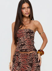 Tipsy Strapless Top Animal Multi