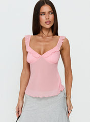 Zayliah Frill Detail Top Pink