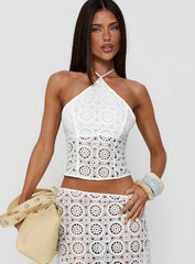 Starting Fresh Crochet Arrowneck Top White