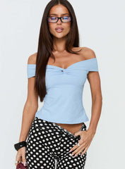 Maxeina Off Shoulder Twist Top Blue