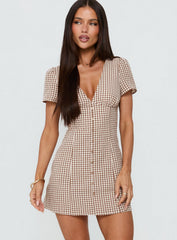 Loveliness Playsuit Brown Check Petite