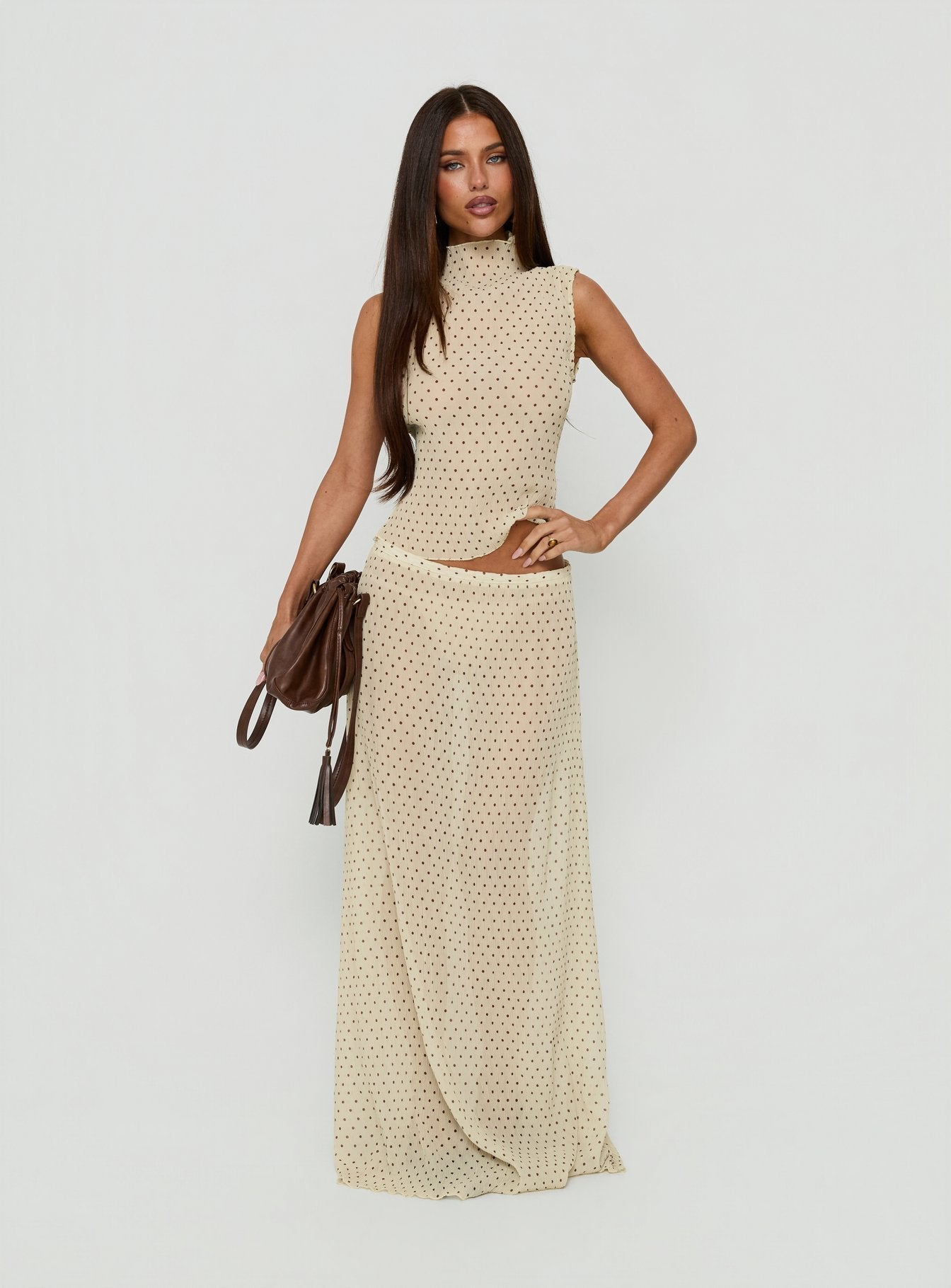 Ford Maxi Skirt Butter / Chocolate Polka Dot