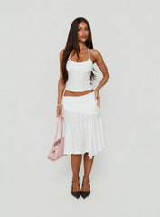 Opalie Asymmetrical Midi Skirt White Broderie