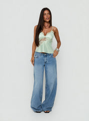 Annamari Lace Satin Cami Top Green