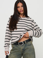Souvenirs Knit Sweater Grey Stripe