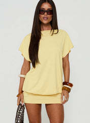 Gysello Low Back Slouchy Mini Dress Banana Yellow