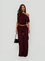 Hadlia Tie Waist Pants Burgundy