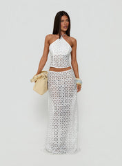 Starting Fresh Crochet Maxi Skirt White