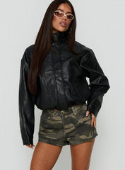 Dreamful Low Rise Mini Denim Short Washed Camo
