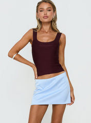 Nadya Satin Tailored Mini Skirt Ice Blue