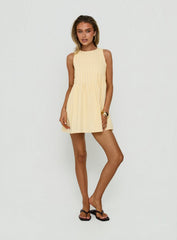 Dreamboat Pleated Mini Dress Yellow