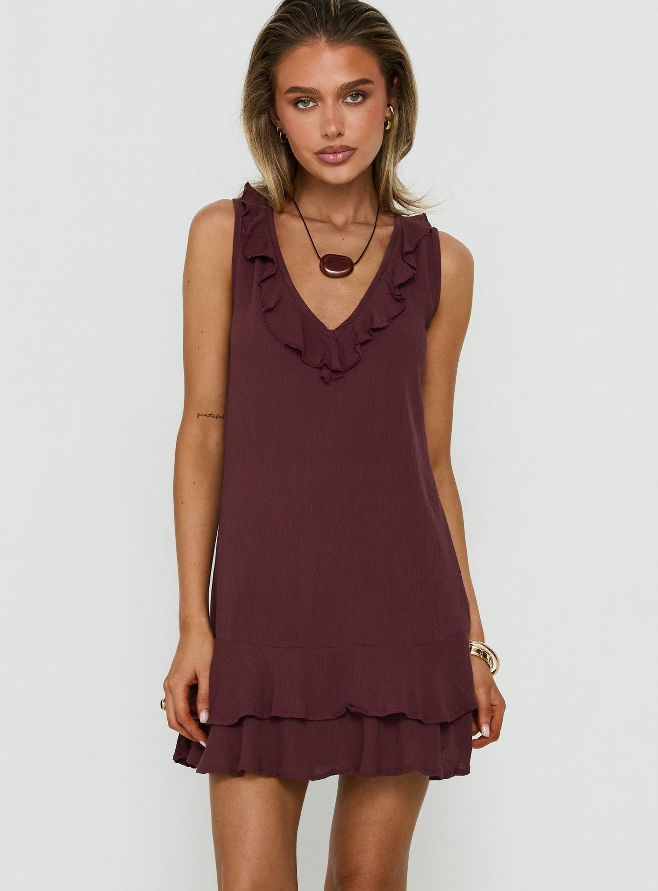 Swade Mini Dress Crinkle Plum