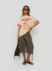 Grazing Club Oversized Graphic Tee Cream / Red