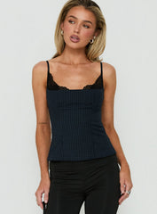 Renaissance Corset Top Blue Check