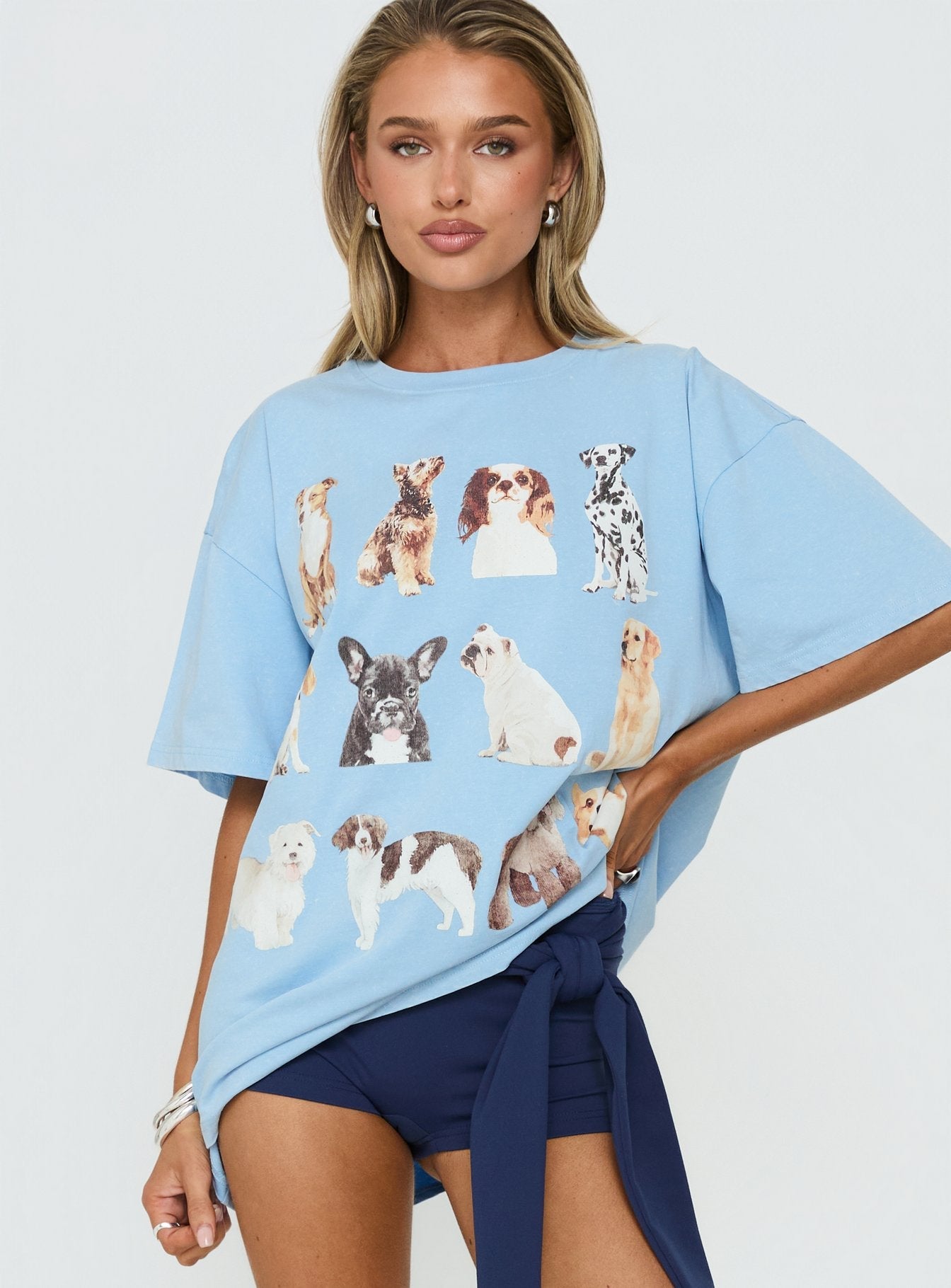 Dog Person Oversized Graphic Tee Washed Blue