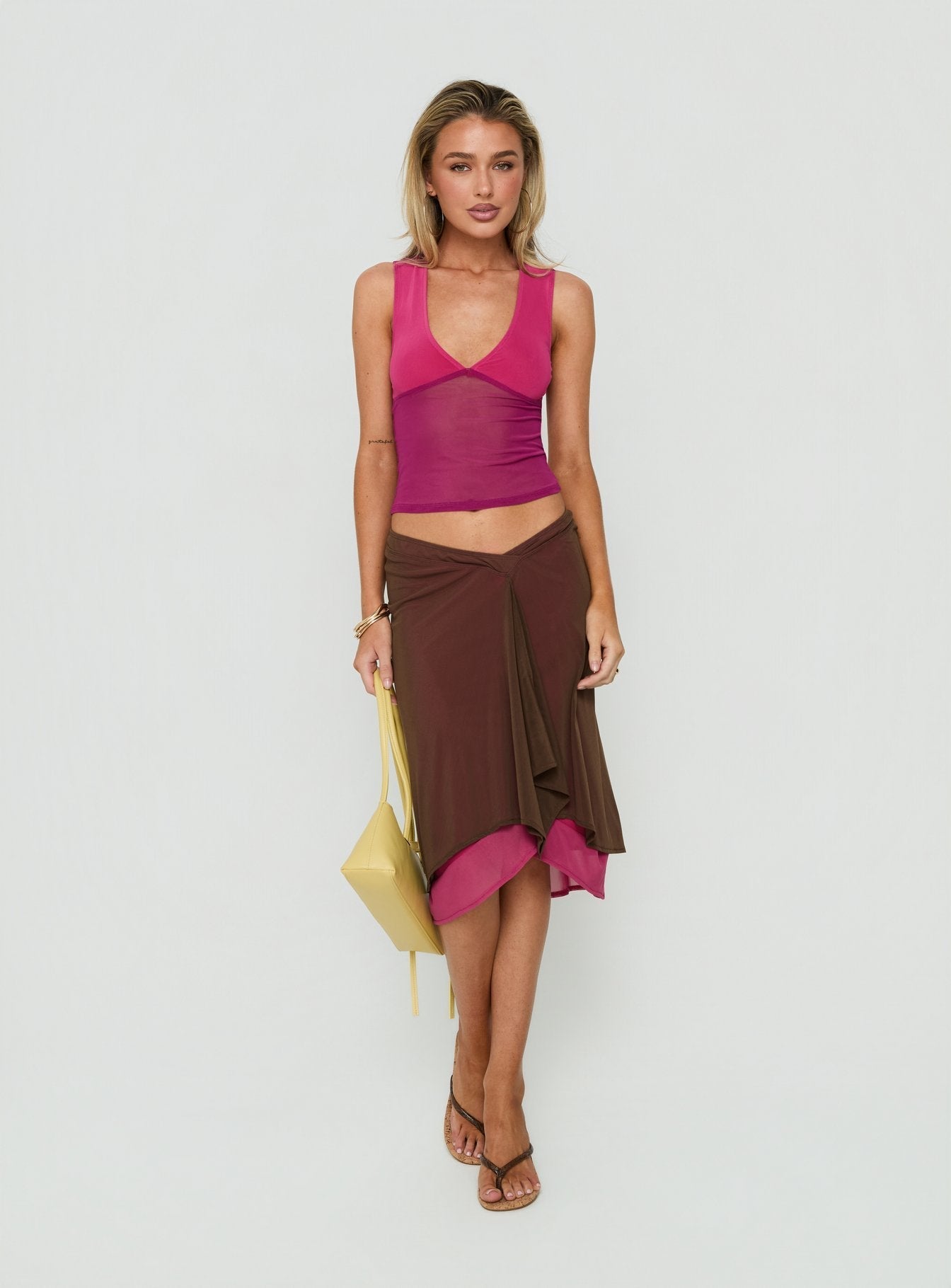 Erinhadi Midi Skirt Brown / Pink