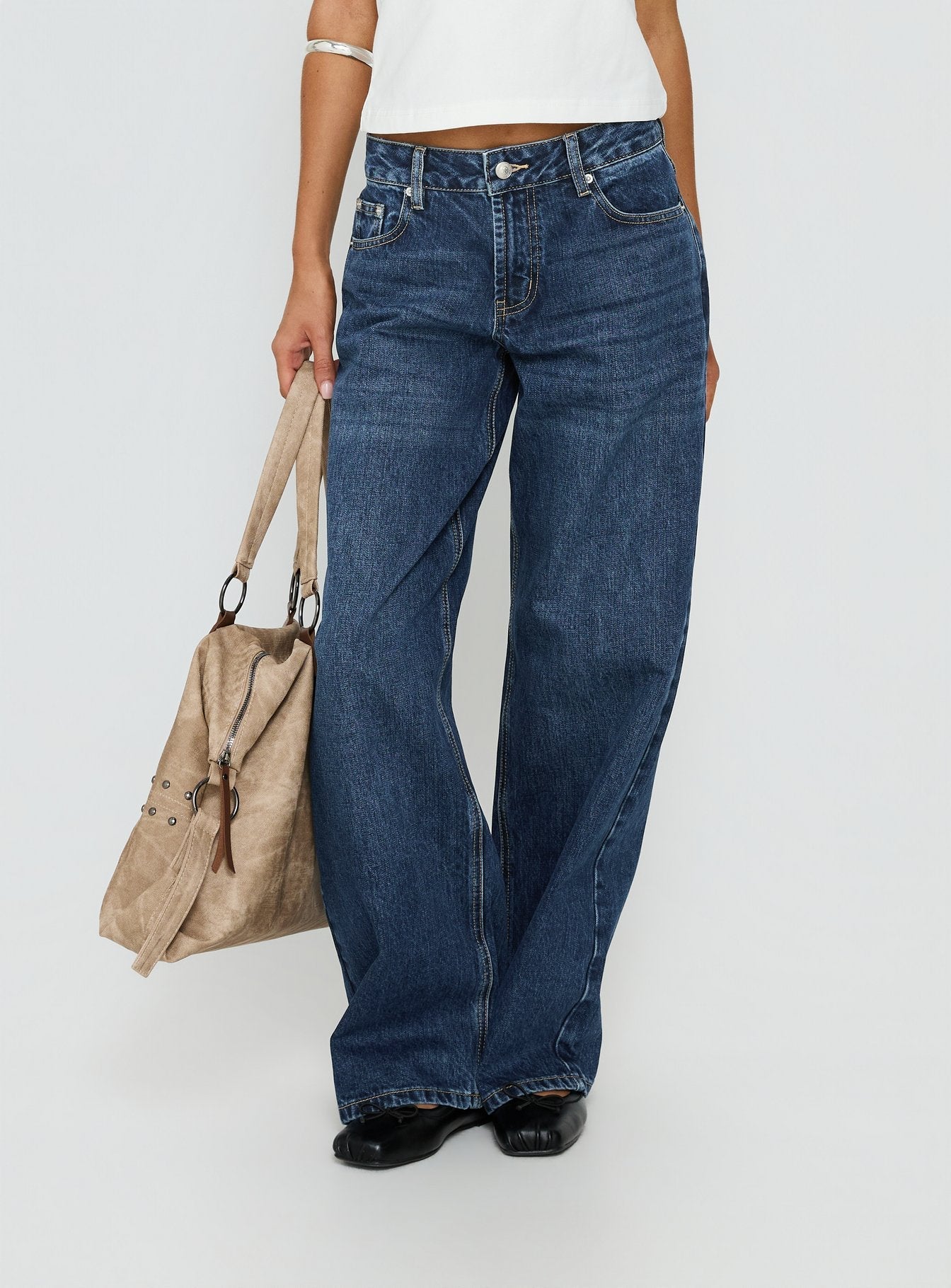 Serenitia Mid Rise Relaxed Jeans Dark Blue Wash
