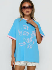 Off the Clock Oversized Graphic Tee Blue / Pink