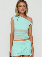 Dawn Light Off Shoulder Draped Top Aqua