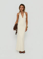 Almeria Lace Detail Halter Maxi Dress Butter