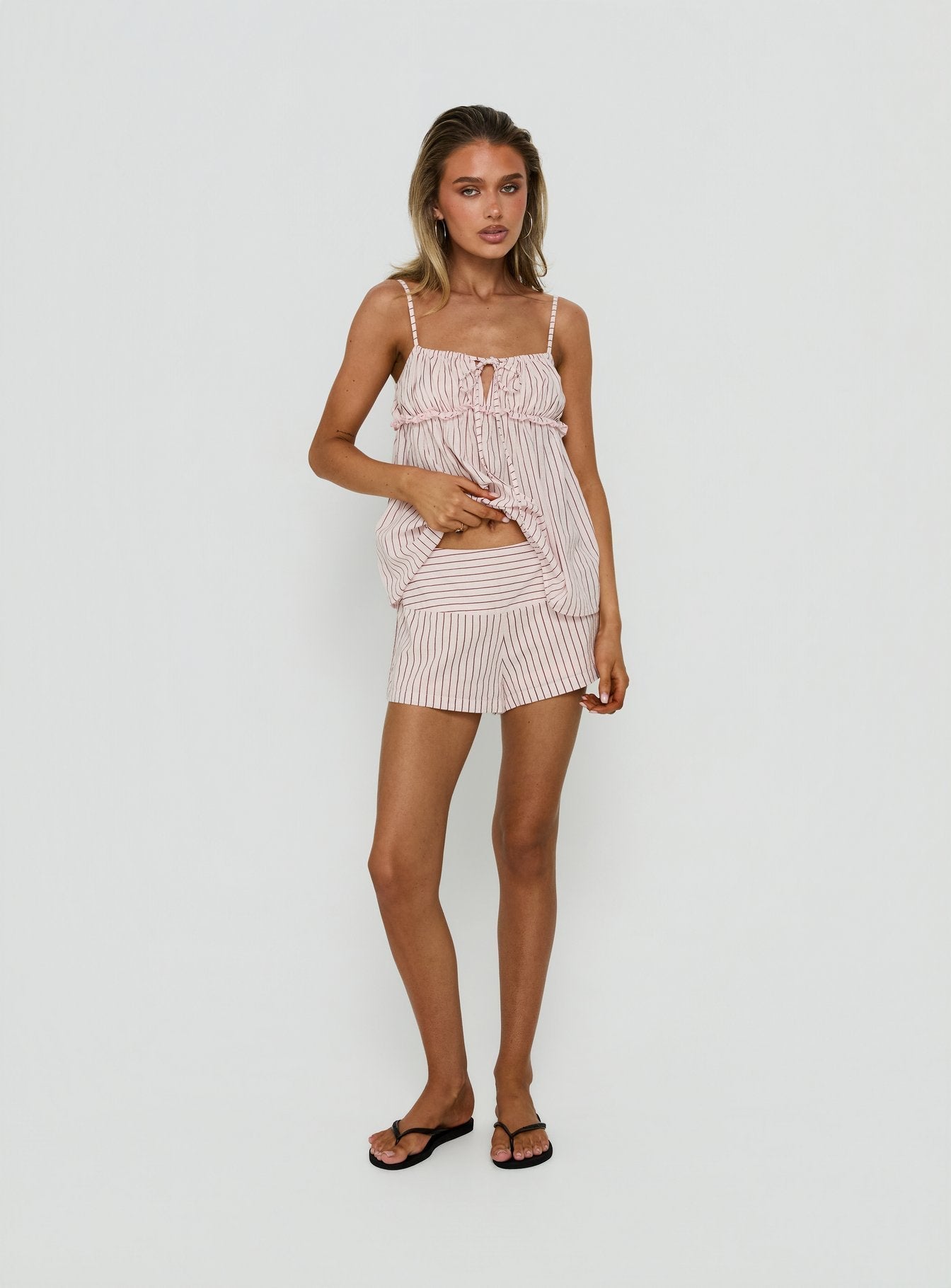 Terza Foldover Micro Shorts Pink Stripe