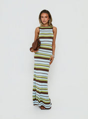 Saedee Knit Low Back Maxi Dress Multi Stripe