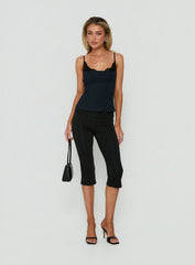 Avedon Foldover Waist Capri Pants Black