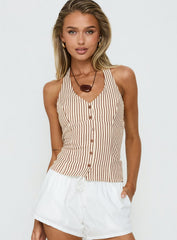 Old Friend Halter Top Chocolate Stripe