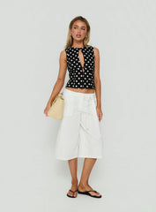Dahlea Keyhole Sleeveless Top Black Polka Dot