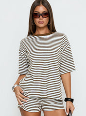 Selvina Terry Towelling Oversized Tee Multi Stripe