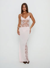 Chantella Lace Cut Out Maxi Dress Baby Pink