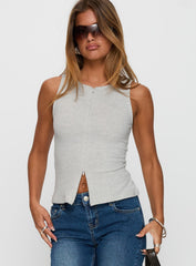Kortez Zip Through Top Grey Marle