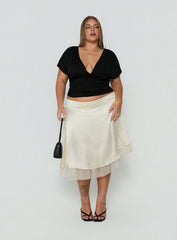 Rosemead Satin Midi Skirt Cream Curve