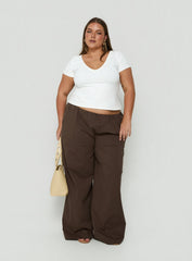Daily Define Deep V Short Sleeve Top White Curve