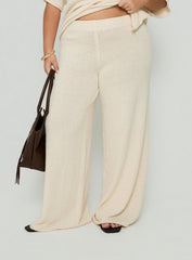 Calisse Knit Wide Leg Pants Beige Curve