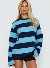 Settle Down Long Sleeve Top Blue Stripe