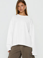 Settle Down Long Sleeve Top White